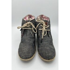 Toms Denim chambray desert wedge shoe Size 8